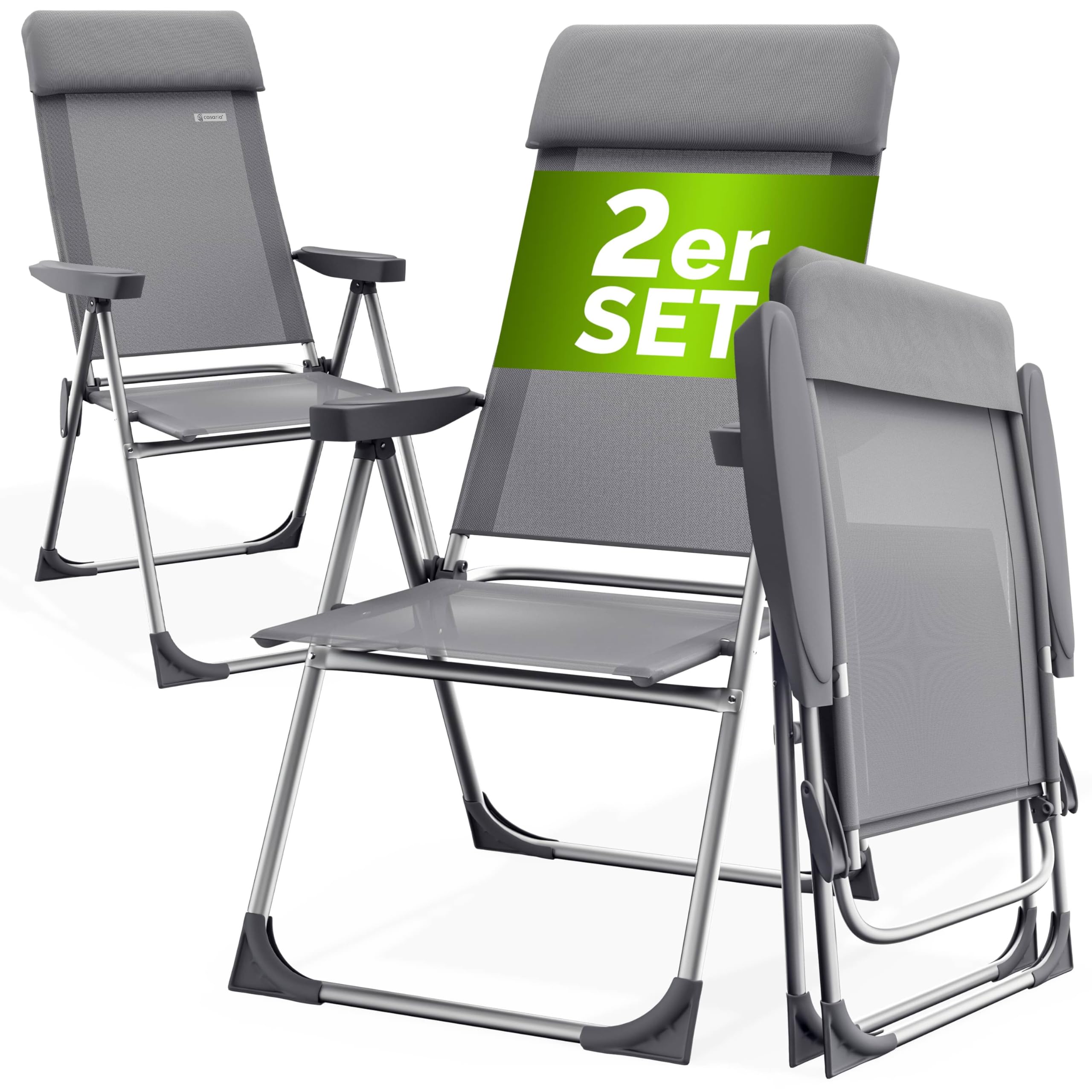 Casaria® Gartenstühle 2er Set mit Vielseitigen Funktionen
