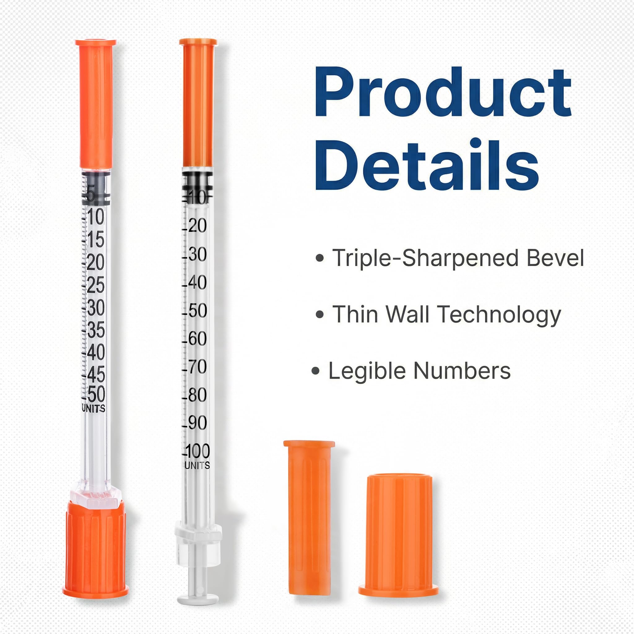 100 Pack 1ml U-100 Syringes 30G 1/2 Inch, Accurate Precise Scale, Minimal Waste Design, Individually Wrapped — Amazon image 3