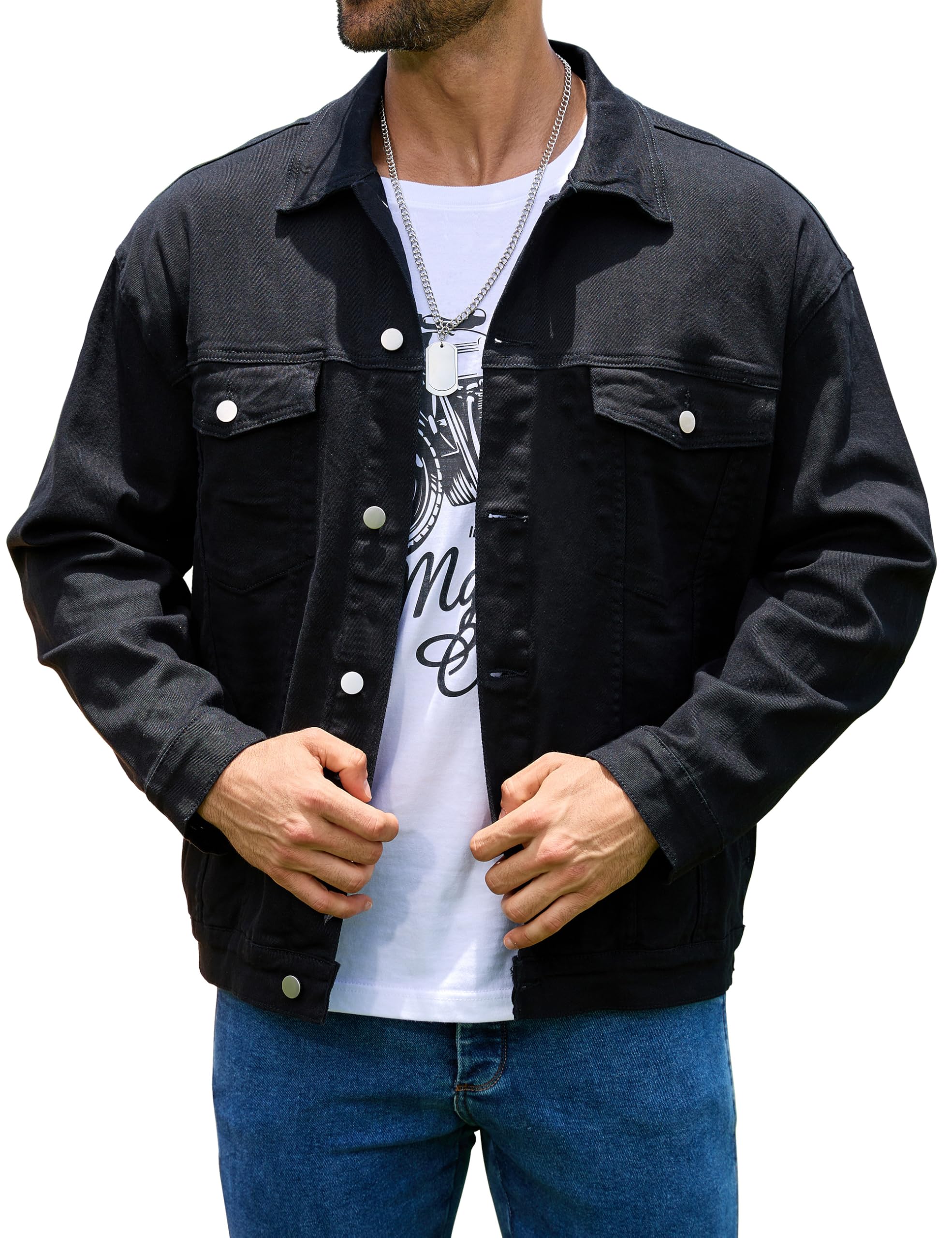 Bindefon Denim Jackets for Men Trucker Jean Jacket Unlined Coats