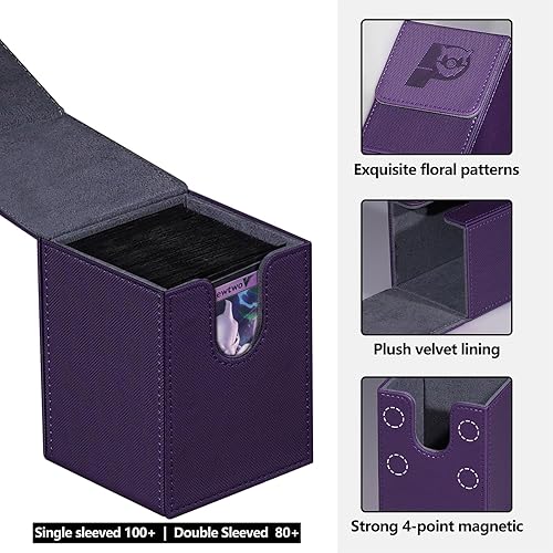 Miniatura 14 de MTG Caja de cartas para Commander Deck Box con 2 divisores, caja de almacenamiento de tarjetas para más de 100 tarjetas de una sola manga, soporte