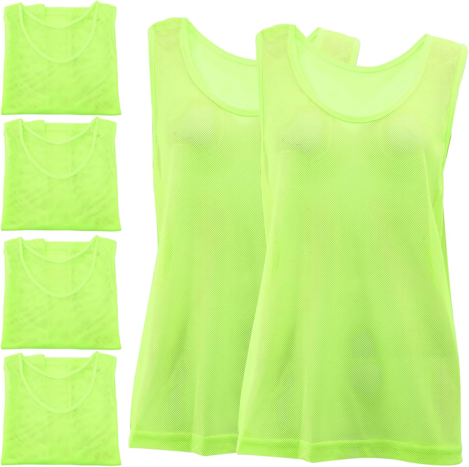 UPKOCH 6pcs Fluorescent Green Breathable Soccer Training Pinnies Mesh Vests for Adults Team Practice Jerseys Portable Sports Bibs for Soccer and Basketball