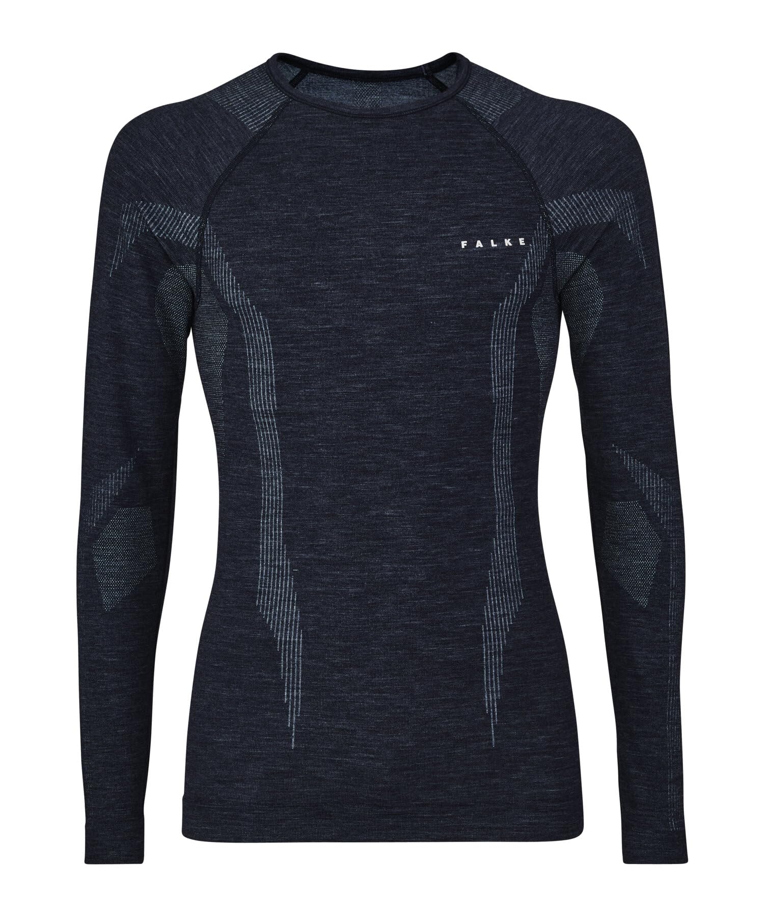 FALKE Mężczyźni Warstwa podstawowa (góra) Wool-Tech Round Neck M L/s Sh wełna materiał funkcjonalny szybkoschnące ciepłe 1 Sztuka, Niebieski Space Blue 6116, XXL