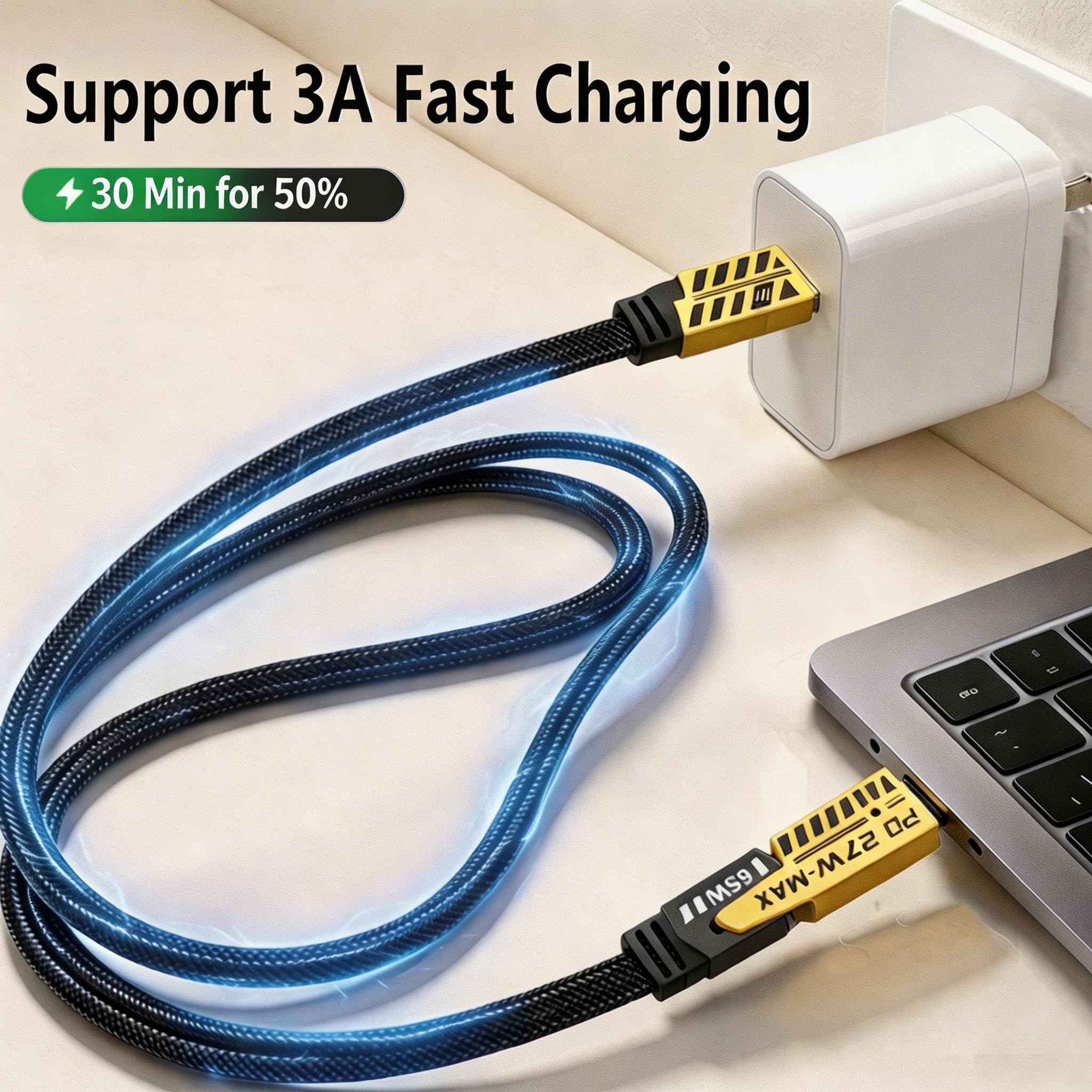 NOHON 4 w 1 Multi USB Kabel do Ładowania 1,2 M：Multikabel USB Type-C Nylonowy Uniwersalny Szybki K abel do Ładowania z USBA/USBC do 65W USBC+ 27W PD Kompatybilny z iPhone 17 16 15 Samsung S26 S25 S24