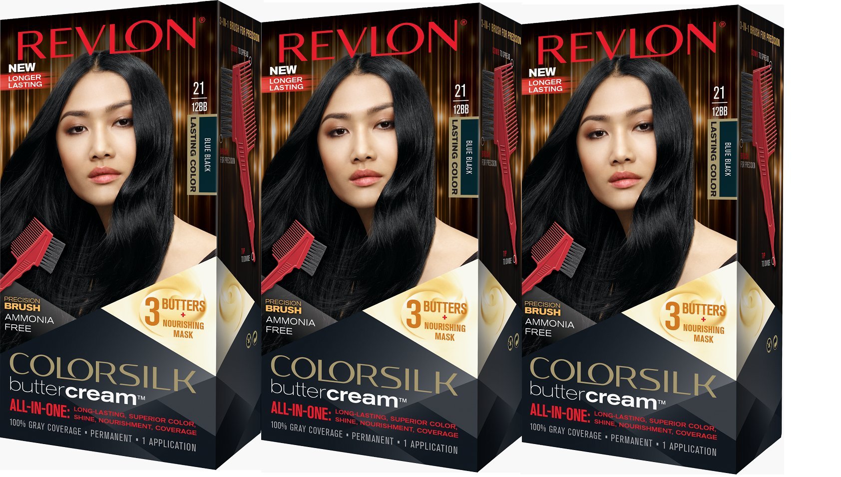 Amazon.com : Revlon Colorsilk Buttercream Hair Dye, Blue Black, Pack of 3 :  Beauty & Personal Care