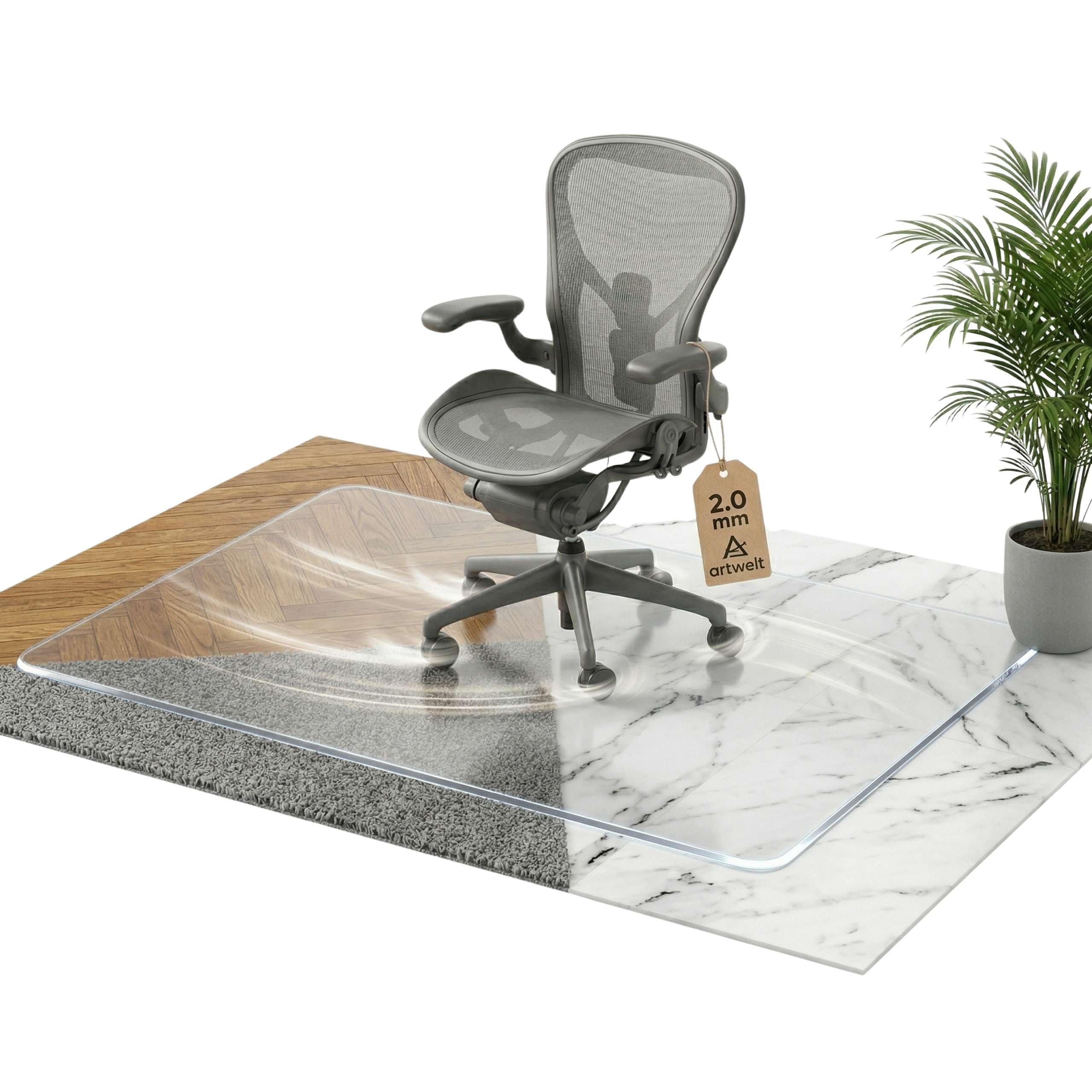 Artwelt Bodenschutzmatte Bürostuhl Transparent 2mm Schreibtischstuhl Unterlage Bodenmatte Bürostuhlunterlage Stuhlunterlage Stuhlmatte (300cm X 100cm)