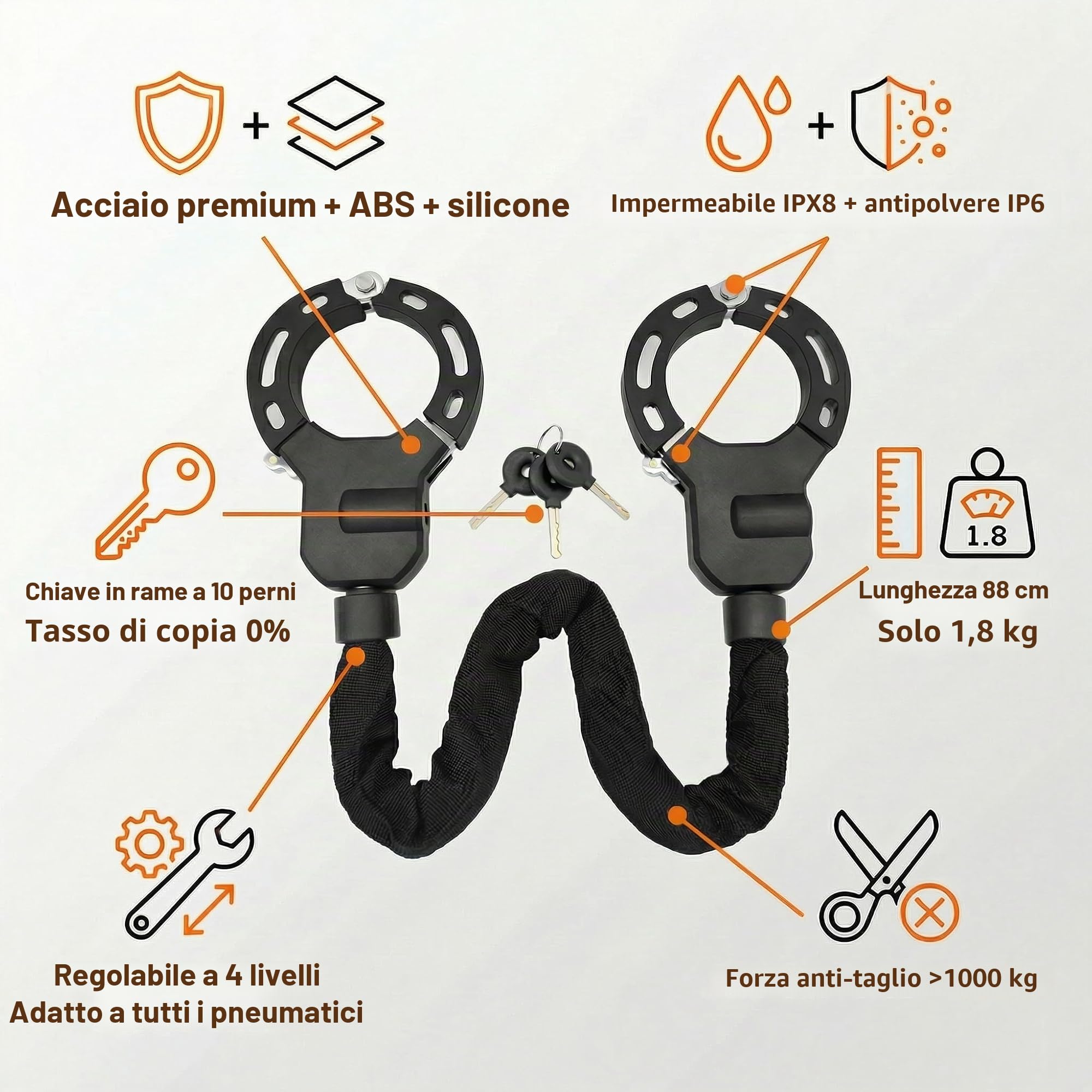 Lucchetto Monopattino Elettrico, Lucchetto Borsa per monopattino Antifurto,per Scooter e Biciclette