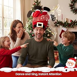 DomeStar Dancing Christmas Hat, Electric Funny Singing Santa & Elf Style, Novelty Twerking Santa Pants Design