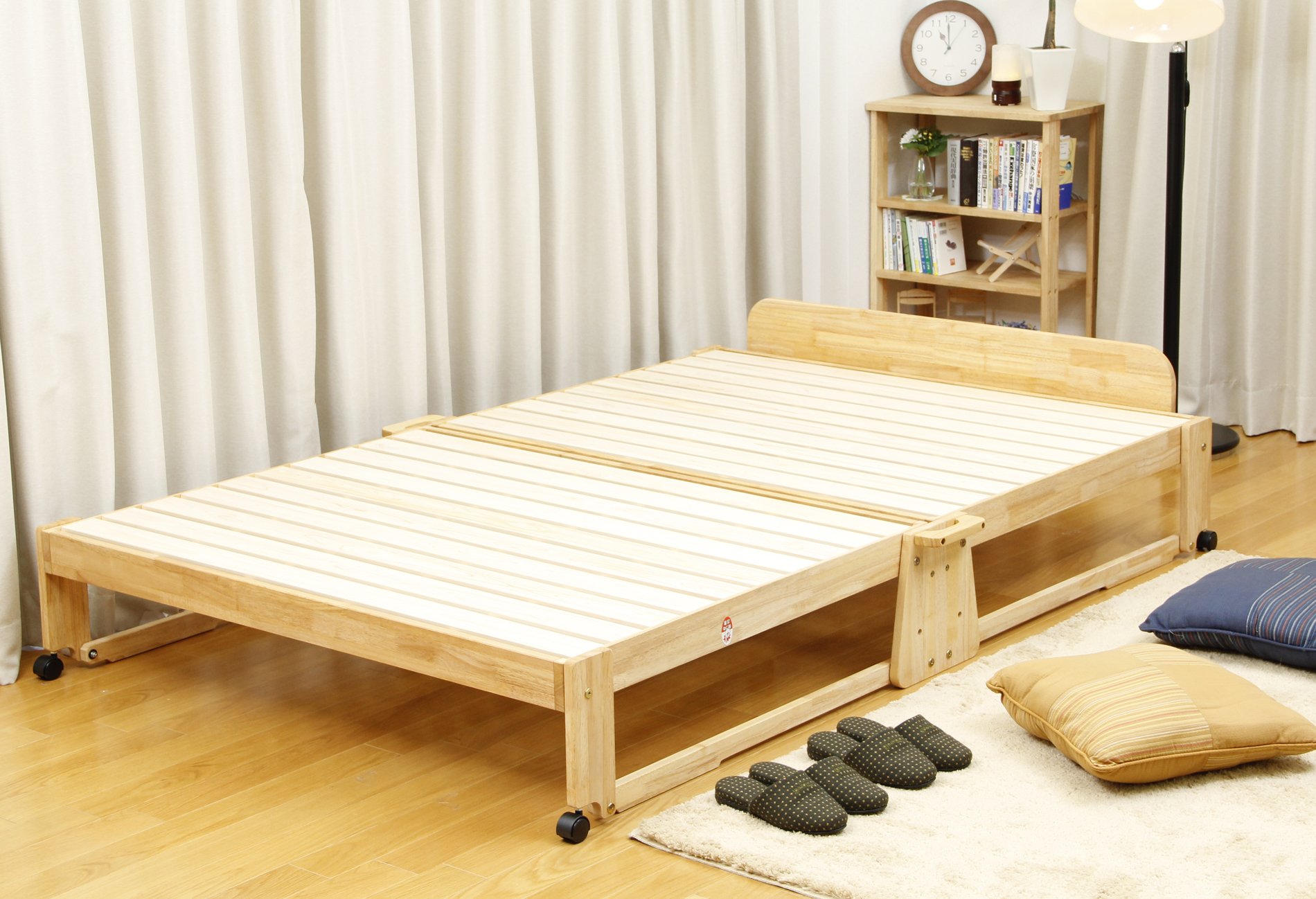 【送料込み】中居木工 折りたたみひのきスノコベッド ダブルベッド ミドルタイプ Amazon｜ひのきスノコベッド ミドルタイプ ダブルベッド｜ベッド