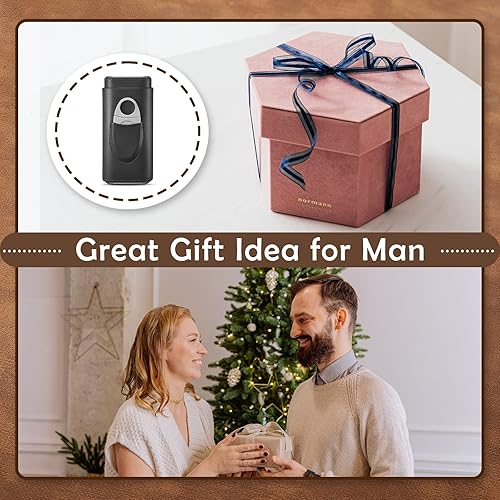 Miniatura 3 de Estuche de viaje para cigarros, accesorios para humidor de puros, caja de cigarros con cortador, regalo de SEEJI para hombres (negro)
