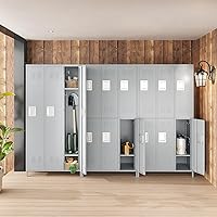 Vista 4 de MIIIKO Taquillas metálicas de 2 niveles de 3 anchos, 72 x 36 x 16 pulgadas con 6 compartimentos, armario grande para empleados con estantes, puertas