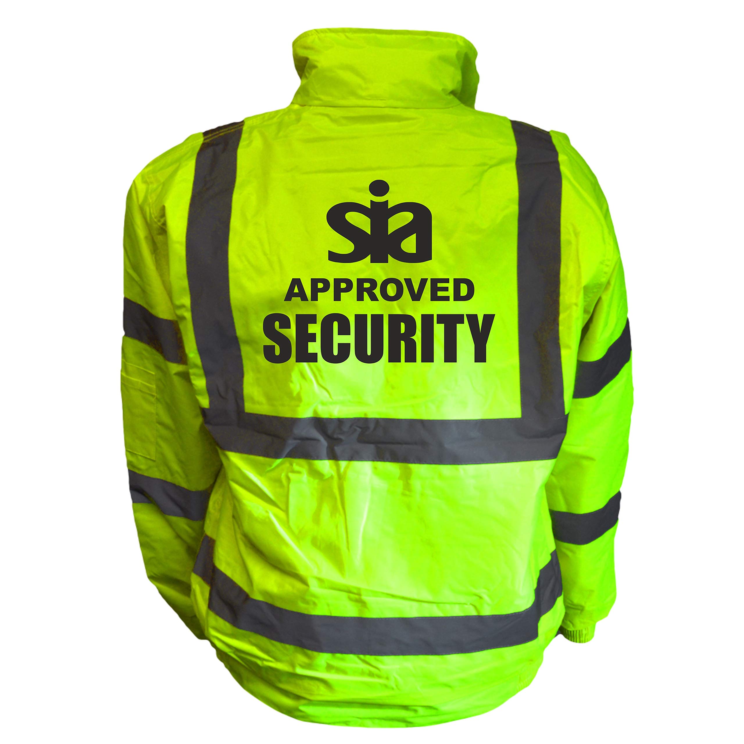 Brook Hi Vis Uk Unisex Yellow Sia Security Hi Vis Bomber Jacket Reflective, Waterproof, Conforms To En20471 Class 3, High Visibility, By Brook Hi Vis, Xxlarge