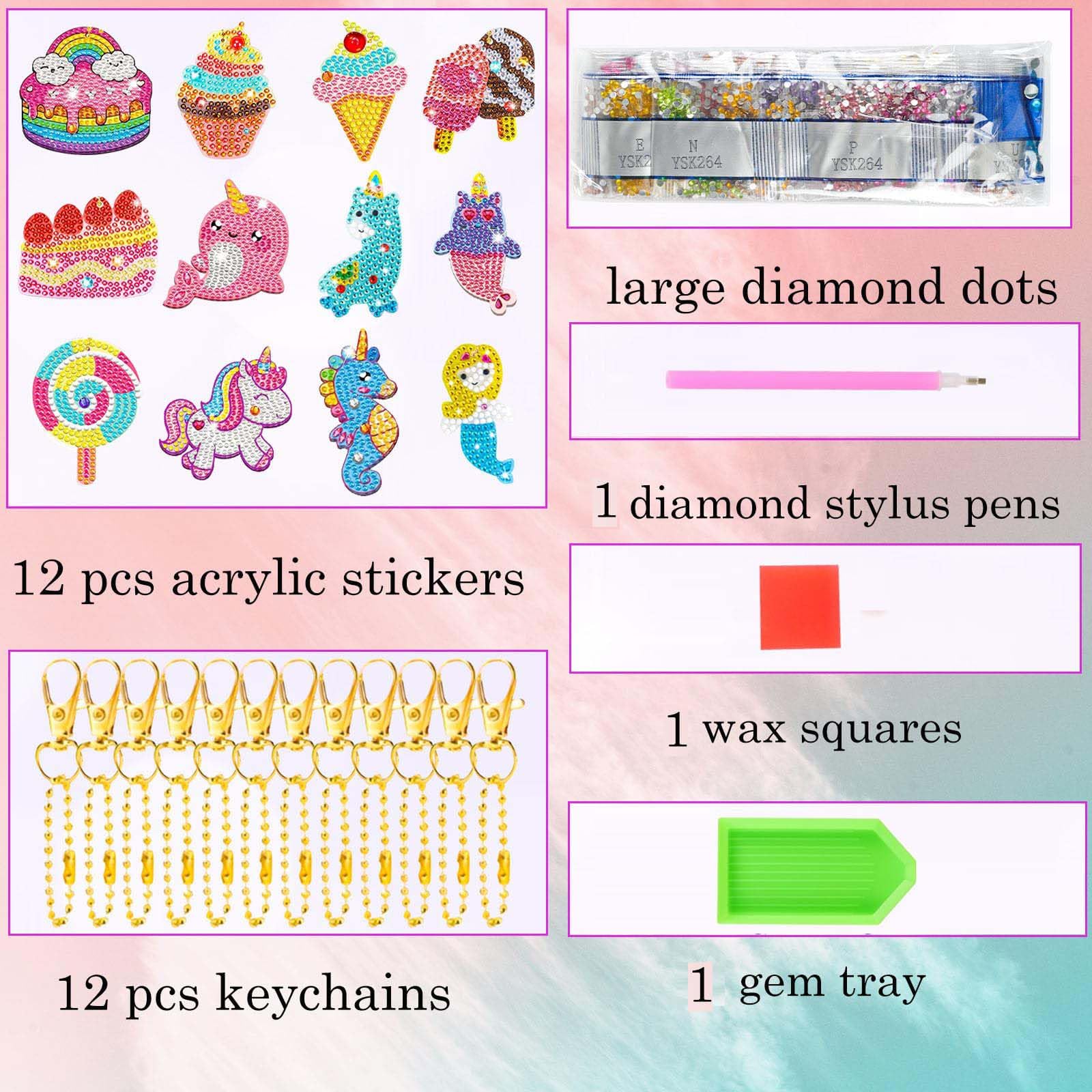 Hiqiku Kit Peinture Diamant 5D Porte-Clés - Cadeau Créatif Pour Enfants Dès 6 Ans Garçons Et Filles