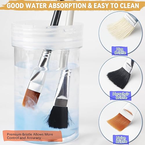 Miniatura 6 de Juego de 26 pinceles de pintura, 5 juegos de pinceles de pintura profesional para pintura acrílica, pinceles de artista para cuerpo, cara, lienzo de