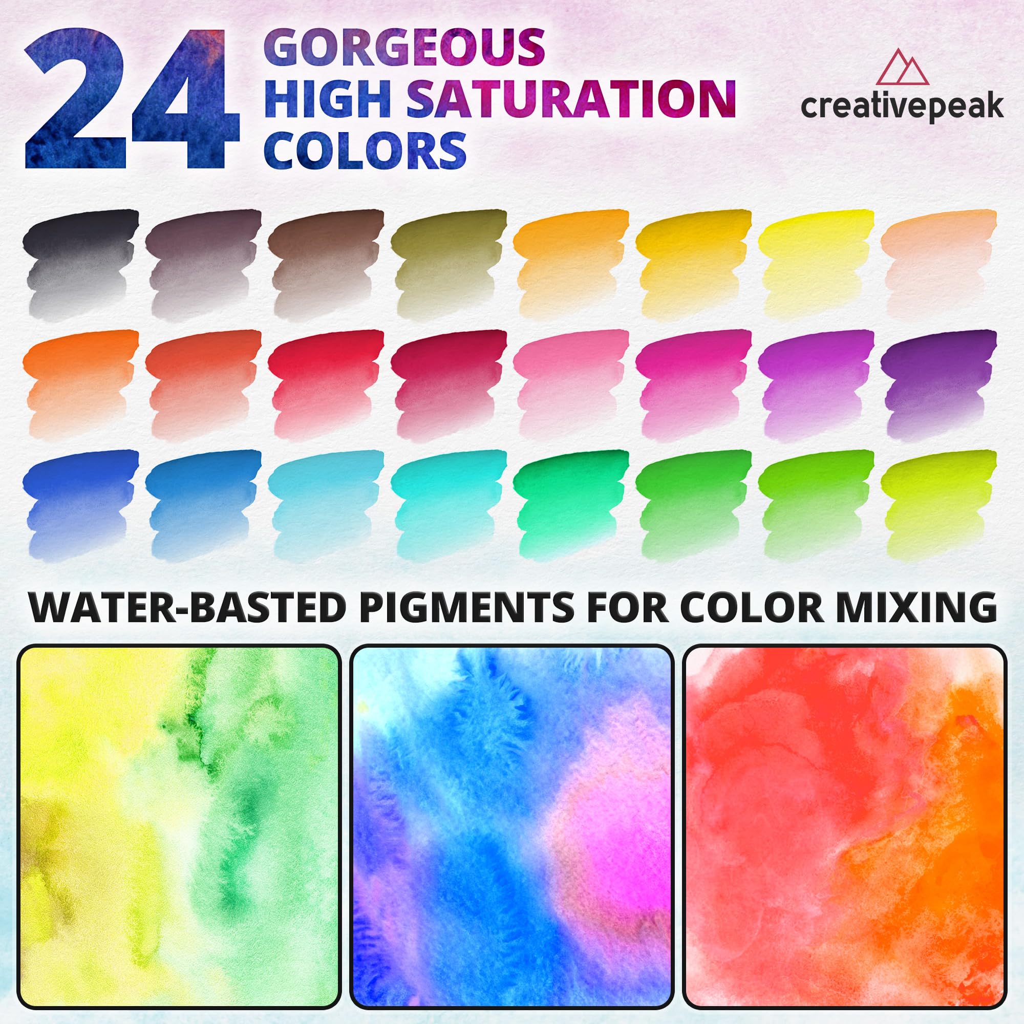 Watercolor Brush Pens - 24 Vibrant Colors -6 Watercolor Brush Pens - 24 Vibrant Colors -6