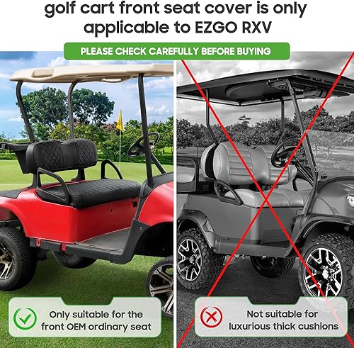 Miniatura 2 de 10L0L Fundas de asiento de carrito de golf, funda de cuero de PVC para asiento delantero EZGO RXV OEM Cojín de asiento ordinario, no necesita clavos