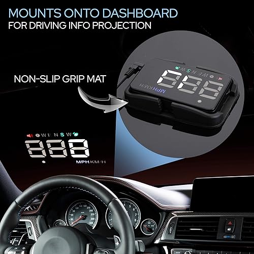 Miniatura 3 de Pyle HUD de coche de 3.5 pulgadas, pantalla frontal multicolor para parabrisas proyector, velocidad del vehículo y brújula de navegación GPS, Plug &