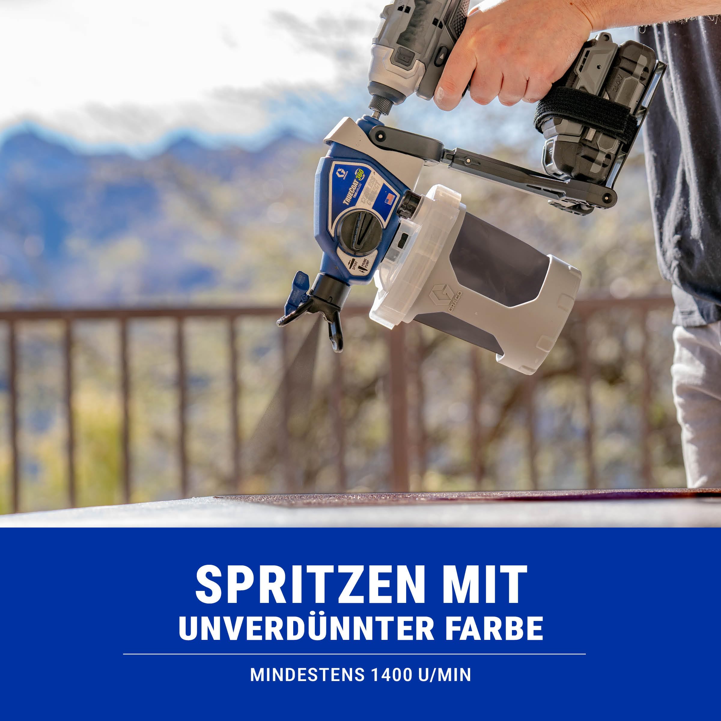 TrueCoat 360 Cordless Connect Airless Farbsprühgerät 26D361 – Akku-Handspritzgerät für Bohrmaschinenantrieb – Für Möbel, Türen, Zäune & Ausbesserungen – 360° Sprühen in jeder Position