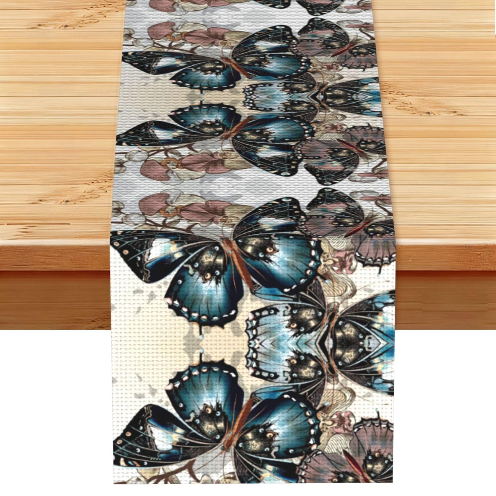 Butterfly flowers Stylish Printed Table Cloth, Decorative Table Runner 13x72in for Home, Party and Banquet Home Decor