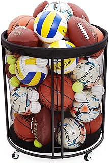 Ball Storage Bin, Sports Ball Storage Cart, Ball Holder with Wheels for Basketball, Soccer, Garage, School, Indoor, Outdoor Ball Basketball Storage Rack Upgraged