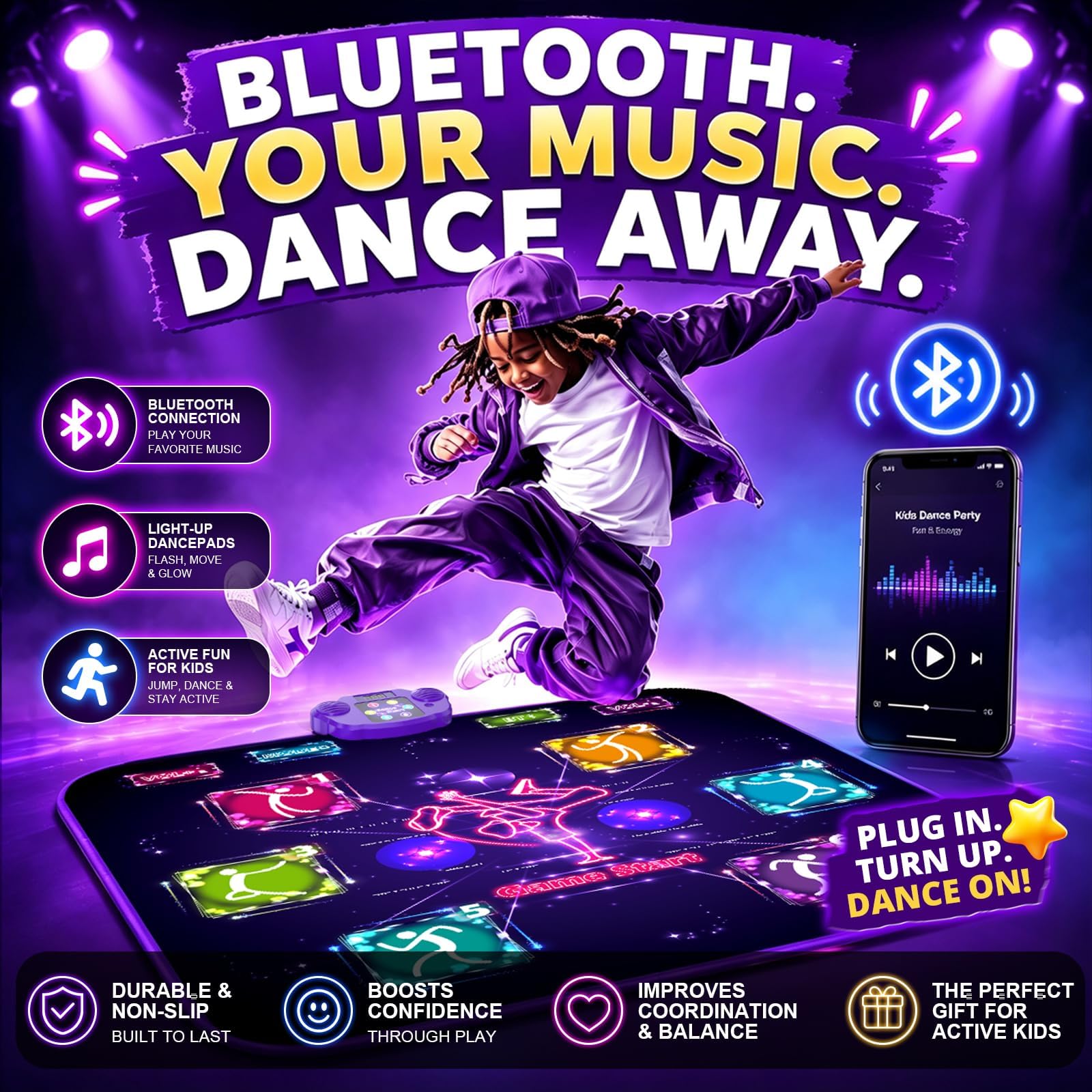 Goody King Tappeto da Ballo Bambini Bluetooth 5 modalità Regalo Bambina 3+
