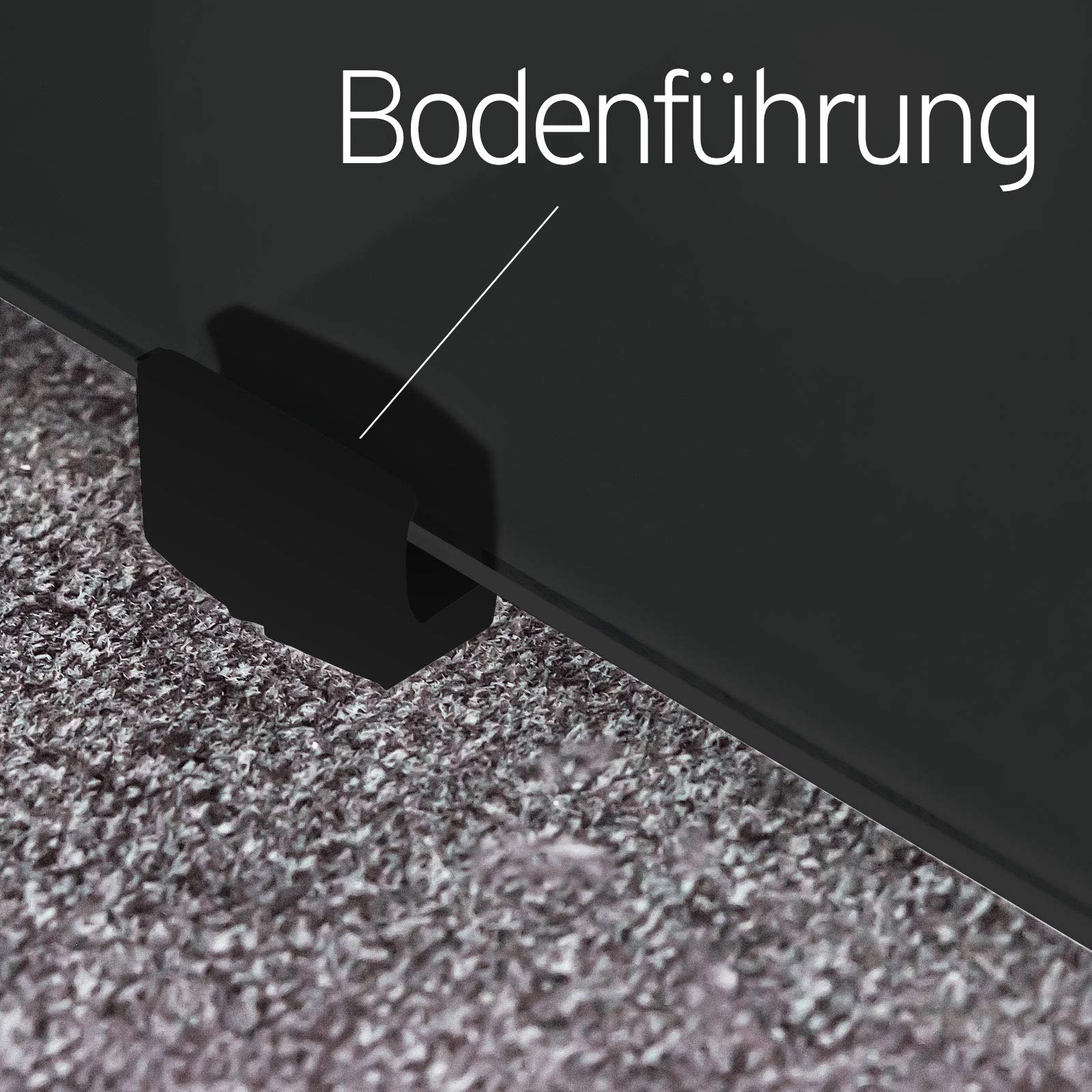inova Glasschiebetür Komplettset schwarz Blockstreifen grau satiniert 900x2035mm Aluschiene inkl. Softclose 2-seitig