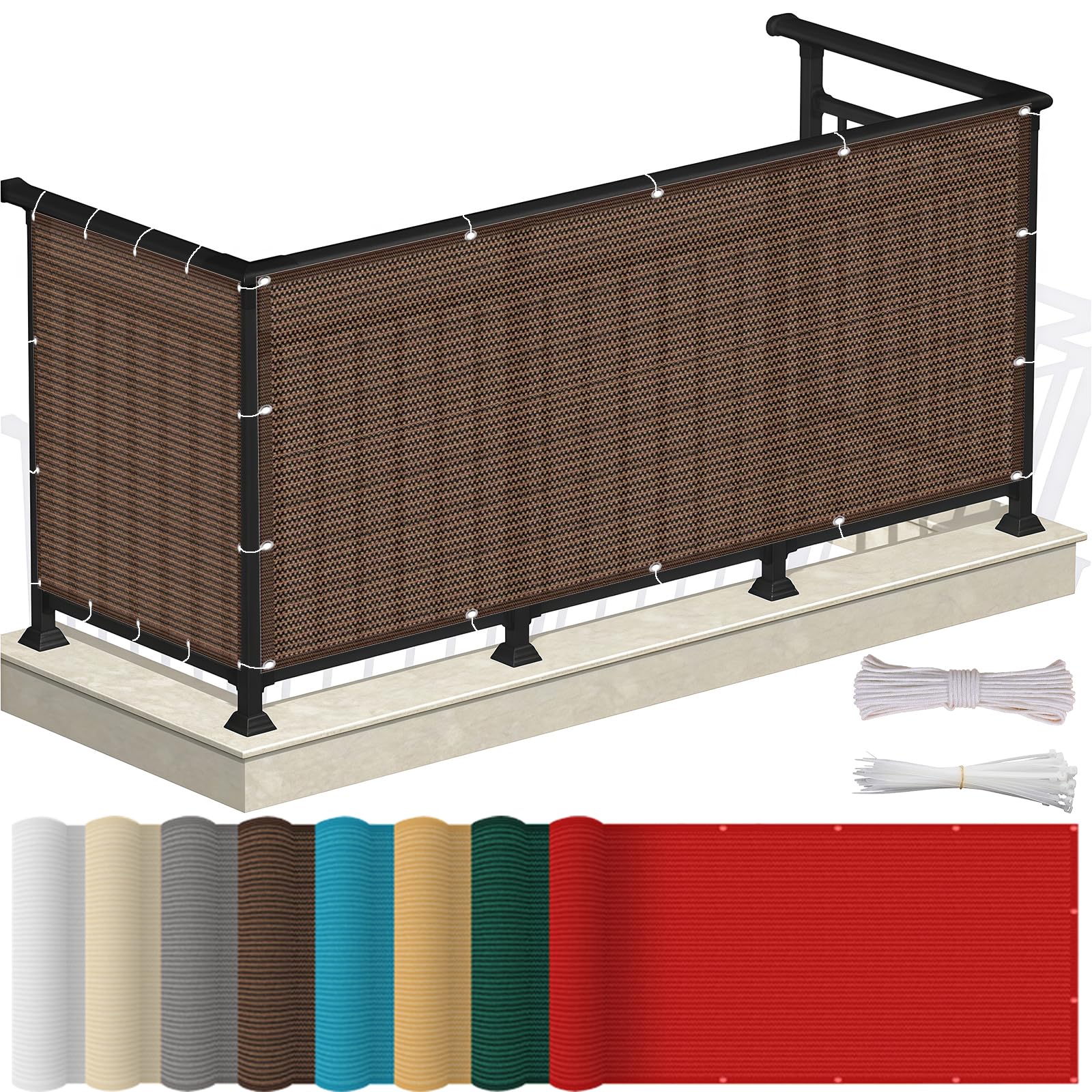Cache Vue Exterieur Jardin robuste en HDPE 220G M² de couleur marron