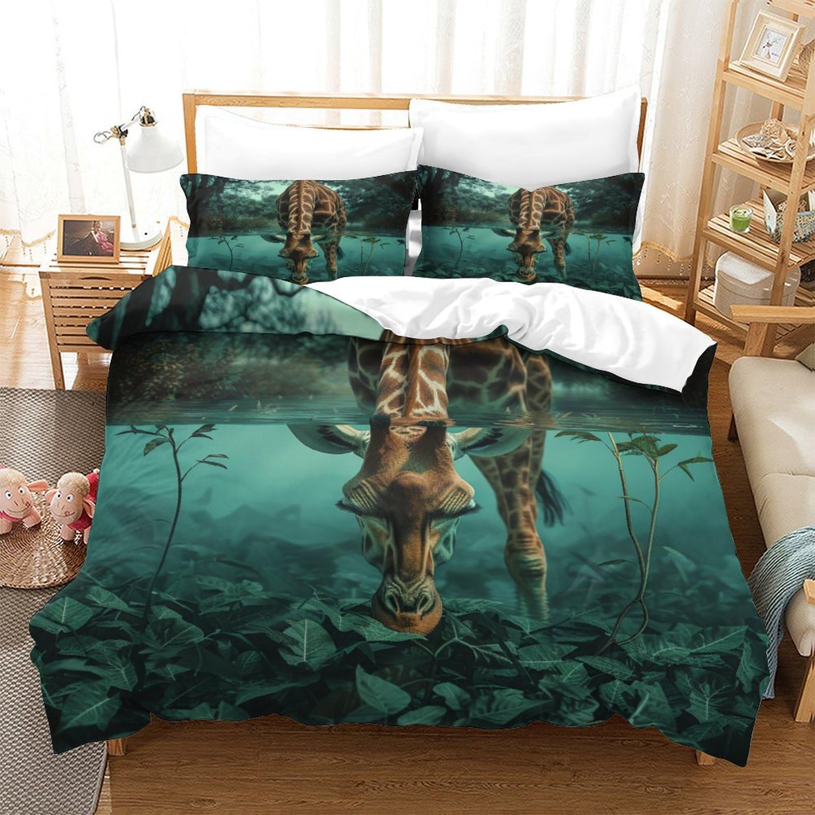 P1S9U7W5Y 3D Printed Aquatic Dinosaur Microfiber 3 Pieces Duvet Cover Set for Adults Teens Bedroom Decor Dinosaur Bedding Set Breathable All Seasons Gift Single（140x200cm）