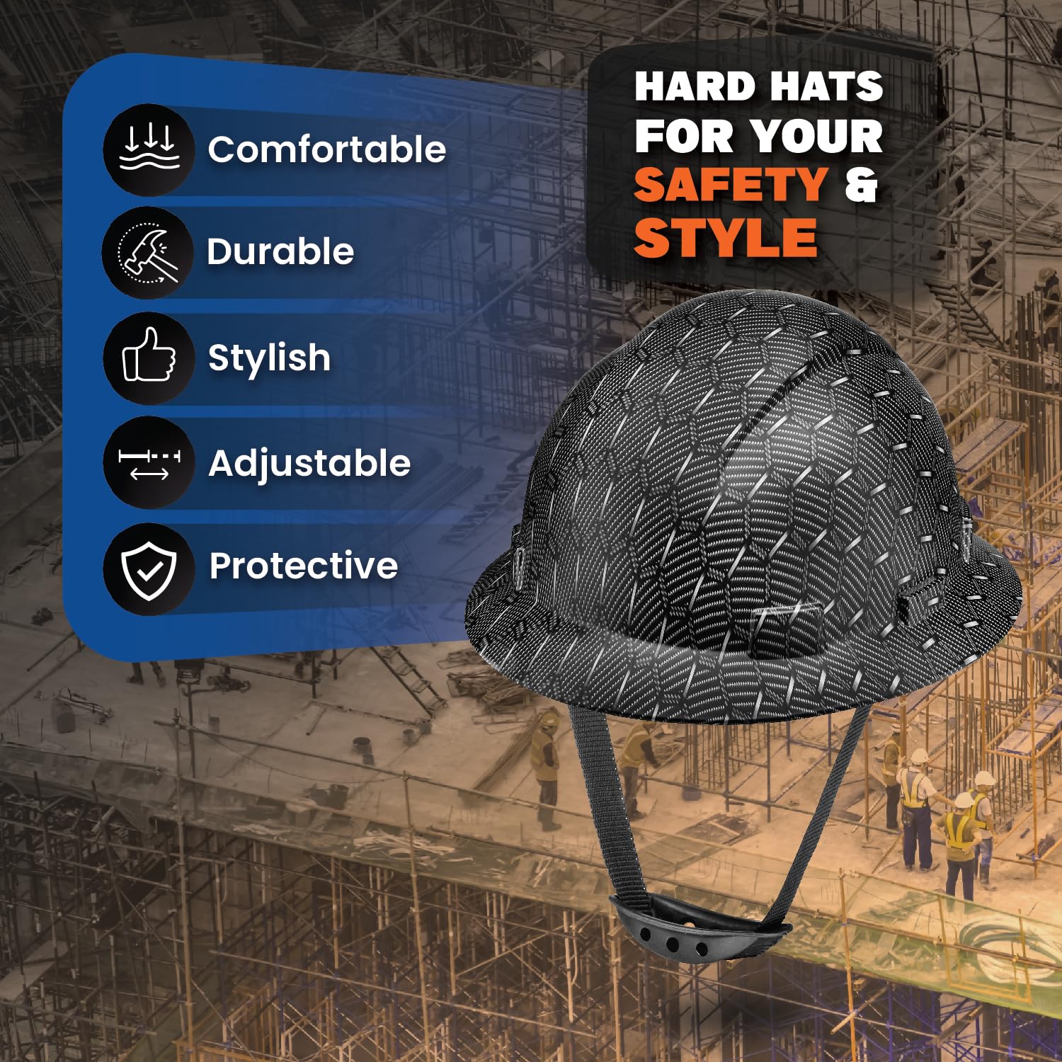 Casco de seguridad aprobado por la OSHA para construcción, de ala completa, ventilado, para trabajo, de fibra de carbono, diseño personalizado, cascos de construcción para hombres, casco duro ACERPAL