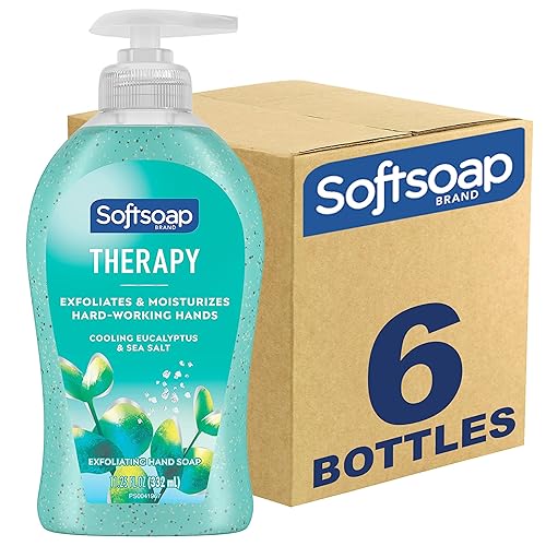 Softsoap Therapy Cooling Eucalyptus Sea Salt Scent - Jabón líquido exfoliante para manos 1125 onzas paquete de 6