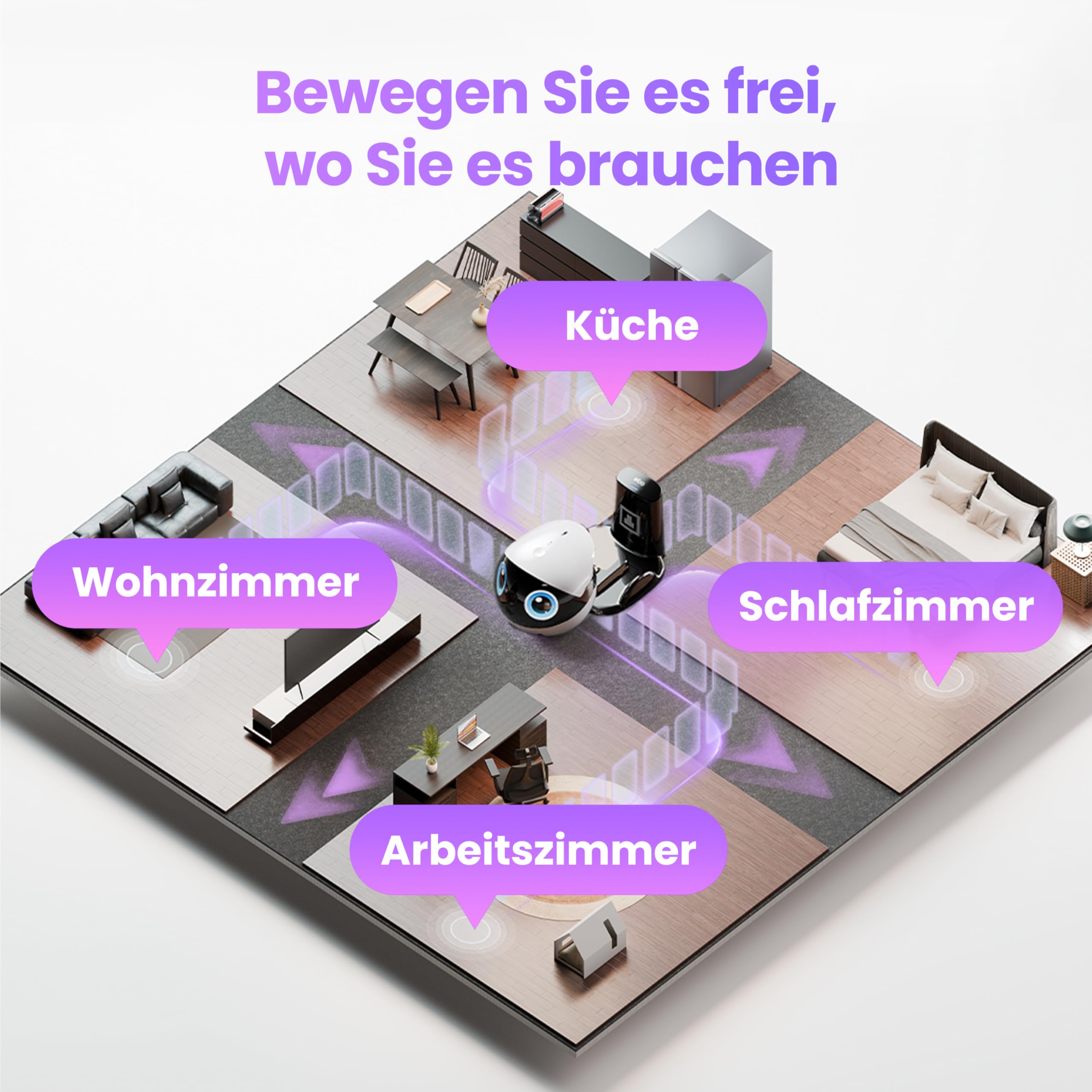 Enabot EBO Air 2 Plus FamilyBot, robot interattivo, sorveglianza domestica mobile 3K, telecamera di sorveglianza con chat AI (chatGPT) e pattuglia auto e audio e videochiamate bidirezionali (nebbia
