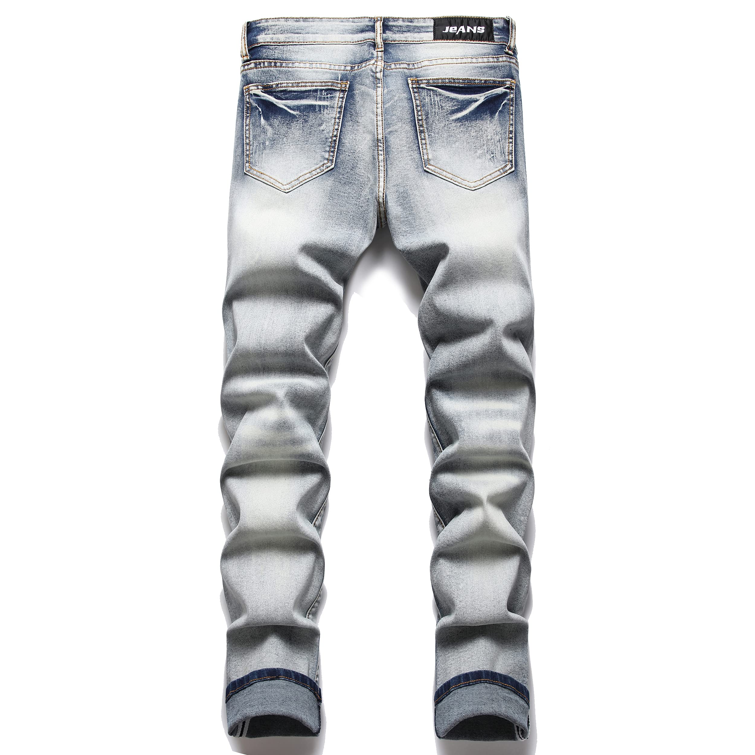 Męskie spodnie jeansowe typu skinny Slim Fashion ze stretchem z prostymi otworami, Niebieski wisiorek, 38