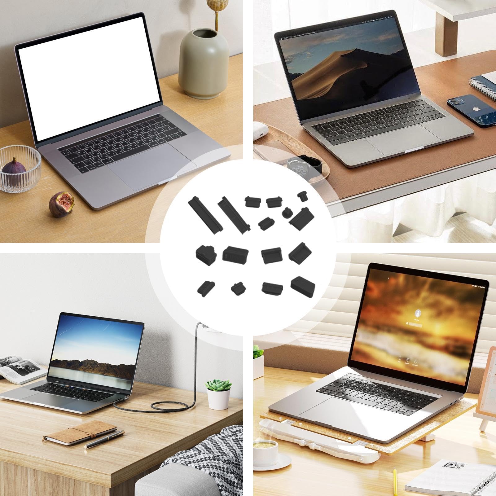 Bouchons anti-poussière USB C 16 pièces pour PC port