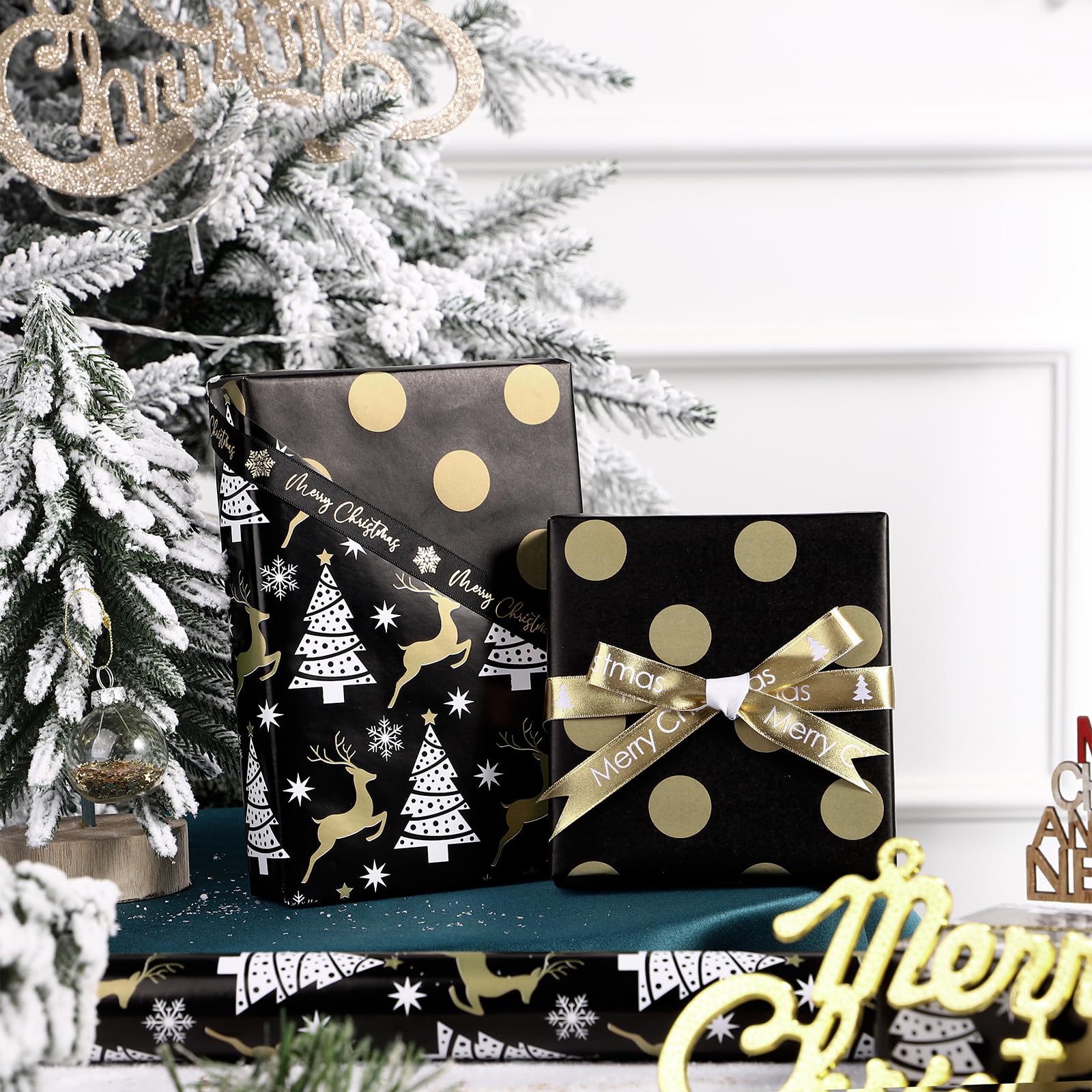 Red And Gold Christmas Wrapping Paper LDGOOAEL Mini