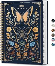 2026 Planner, Weekly and Monthly Planner for Women, January 2026 to December 2026, Pretty Hardcover 2026 Calendar Planner Book with Tabs, Inner Pocket, Spiral Bound, Perfect Office Home School Supplies - 8.5" x 11", Golden Butterfly