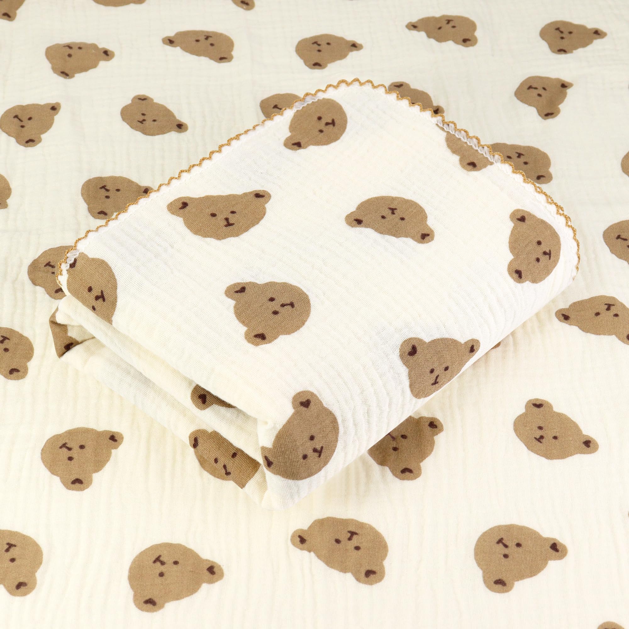 Hivia 110 * 100CM Musselindecke-Musselin Decke Baby,Sommerdecke aus 100% Baumwolle,Sommer Babydecke Baumwolldecke,Baby Decken Neugeborenen Wickeldecke|Zirkus Bär