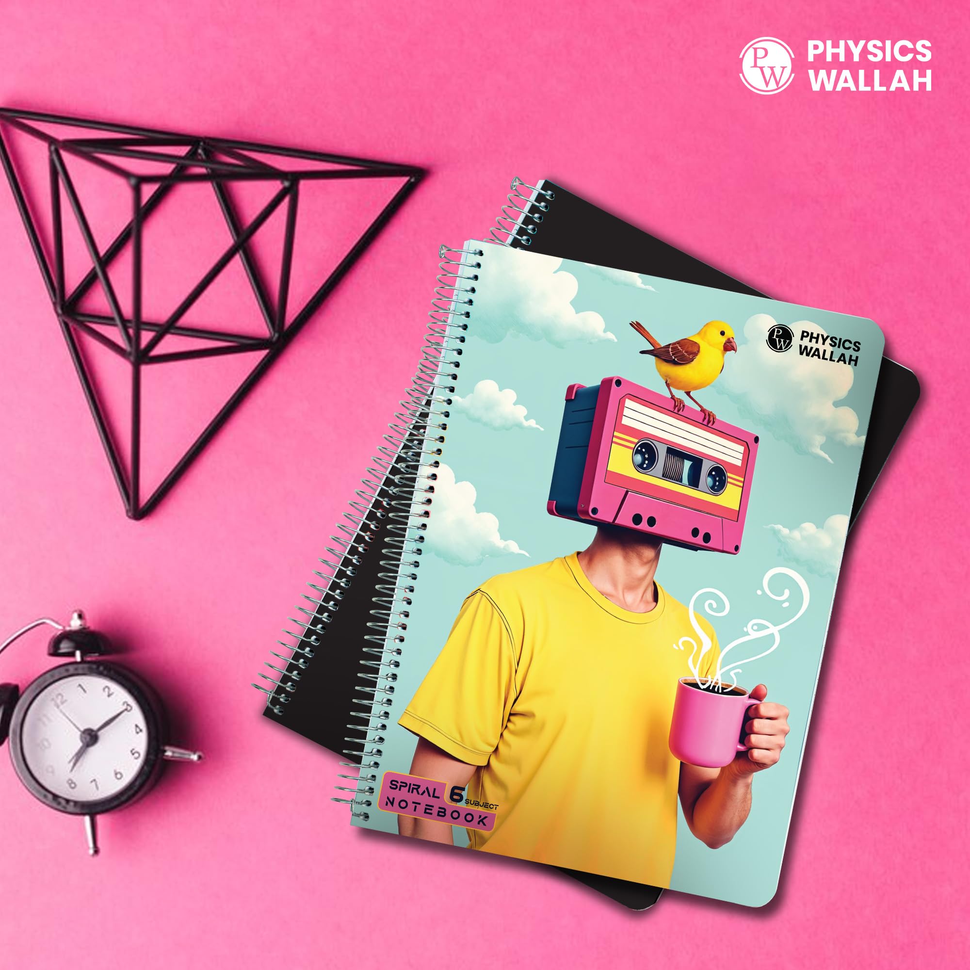 Physics Wallah - Set di 3 quaderni a spirale formato A4, 300 pagine, 6 soggetti, a righe, per studenti e ufficio, copertina in plastica, per scrivere e prendere appunti