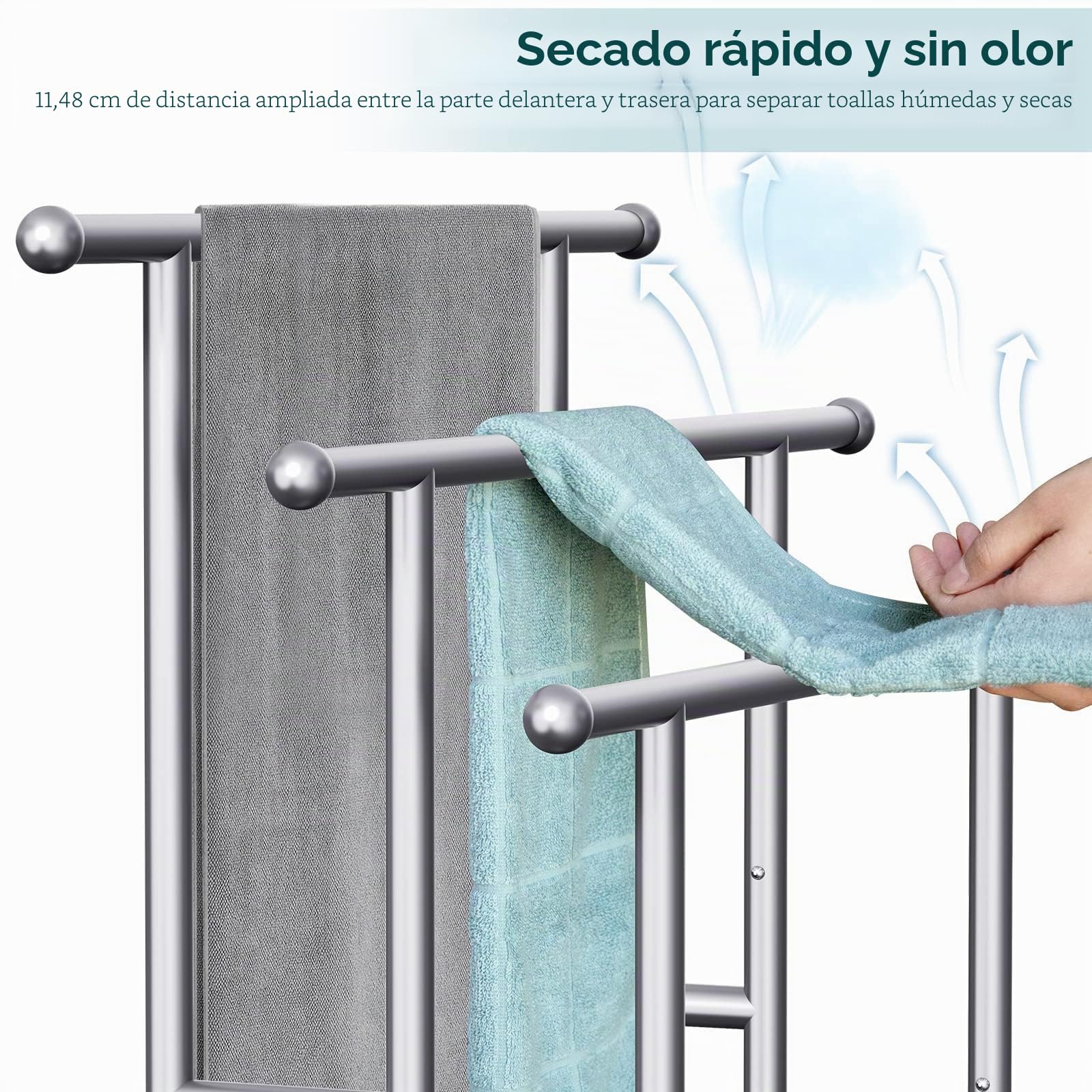 Toallero Independiente de 40 Pulgadas de Alto para baño, toallero de Piso de 3 Niveles con Cesta de Almacenamiento, Escalera de Manta y Estante de exhibición para Toallas de baño Grandes y Toallas de
