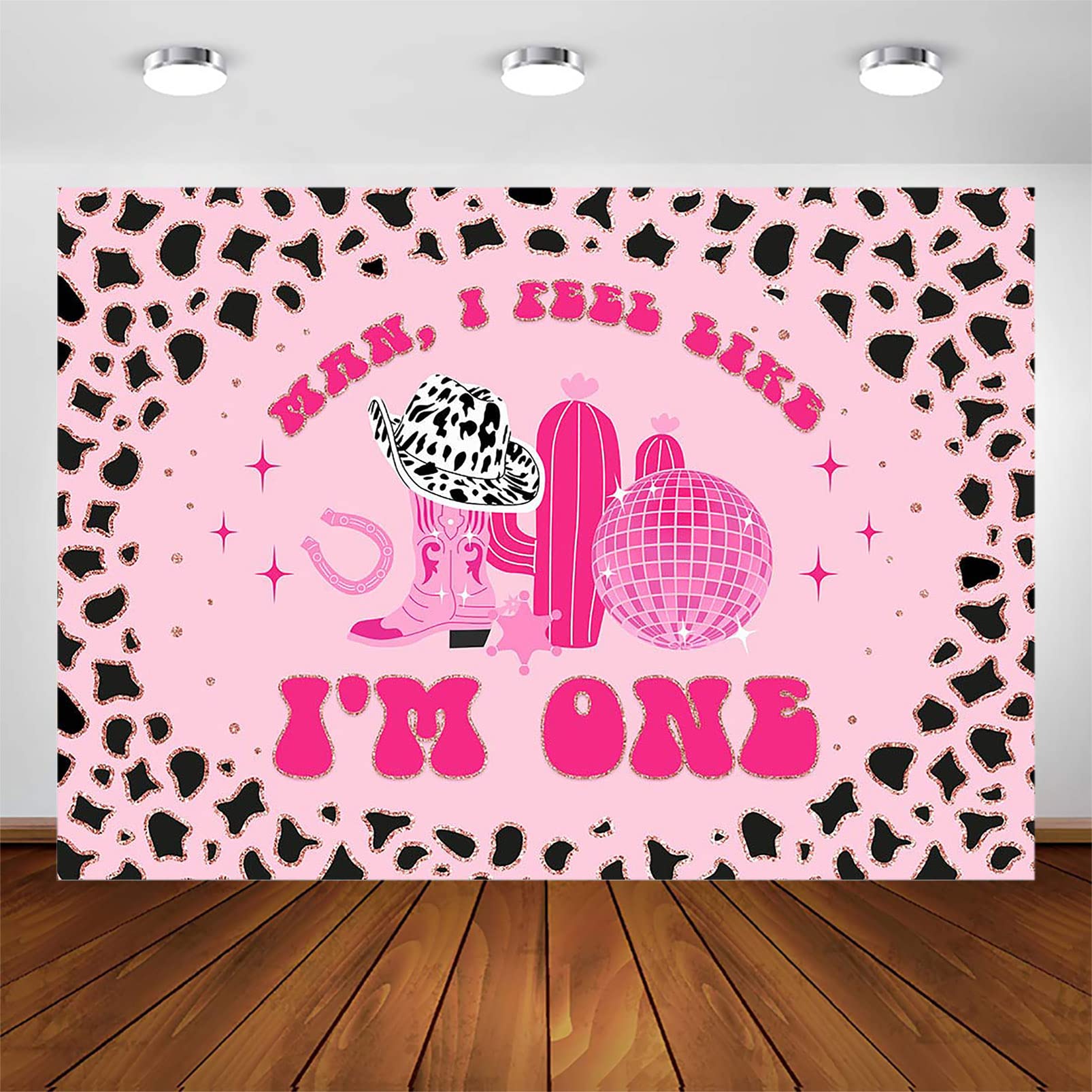 Avezano I'm One Birthday Backdrop Western Cowgirl Theme 1st Birthday Party Decorations Man I Feel Like I'm One Birthday Banner Cow Print First Rodeo Birthday Photoshoot Background (7x5ft(84x60in))