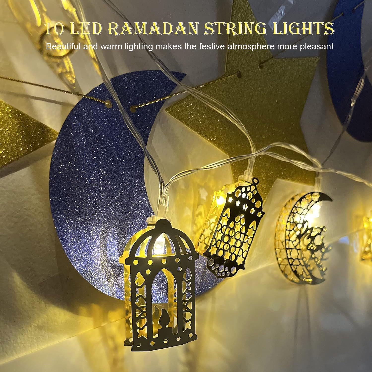 Luci Ramadan 1.5M Eid Mubarak: Decorazioni LED a Batteria per Casa