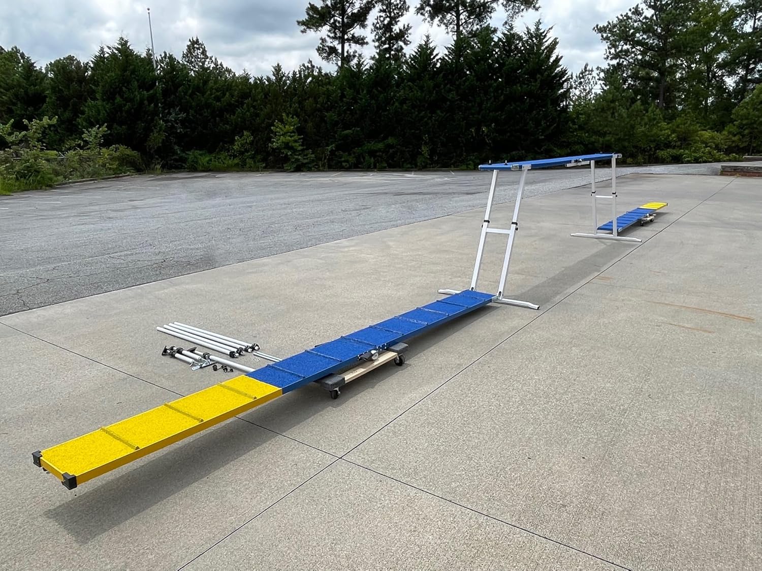 12' Agility Dog Walk with Rubber Surface, Aluminum Board, Painted Metal Frame and Bases, AKC Standard
