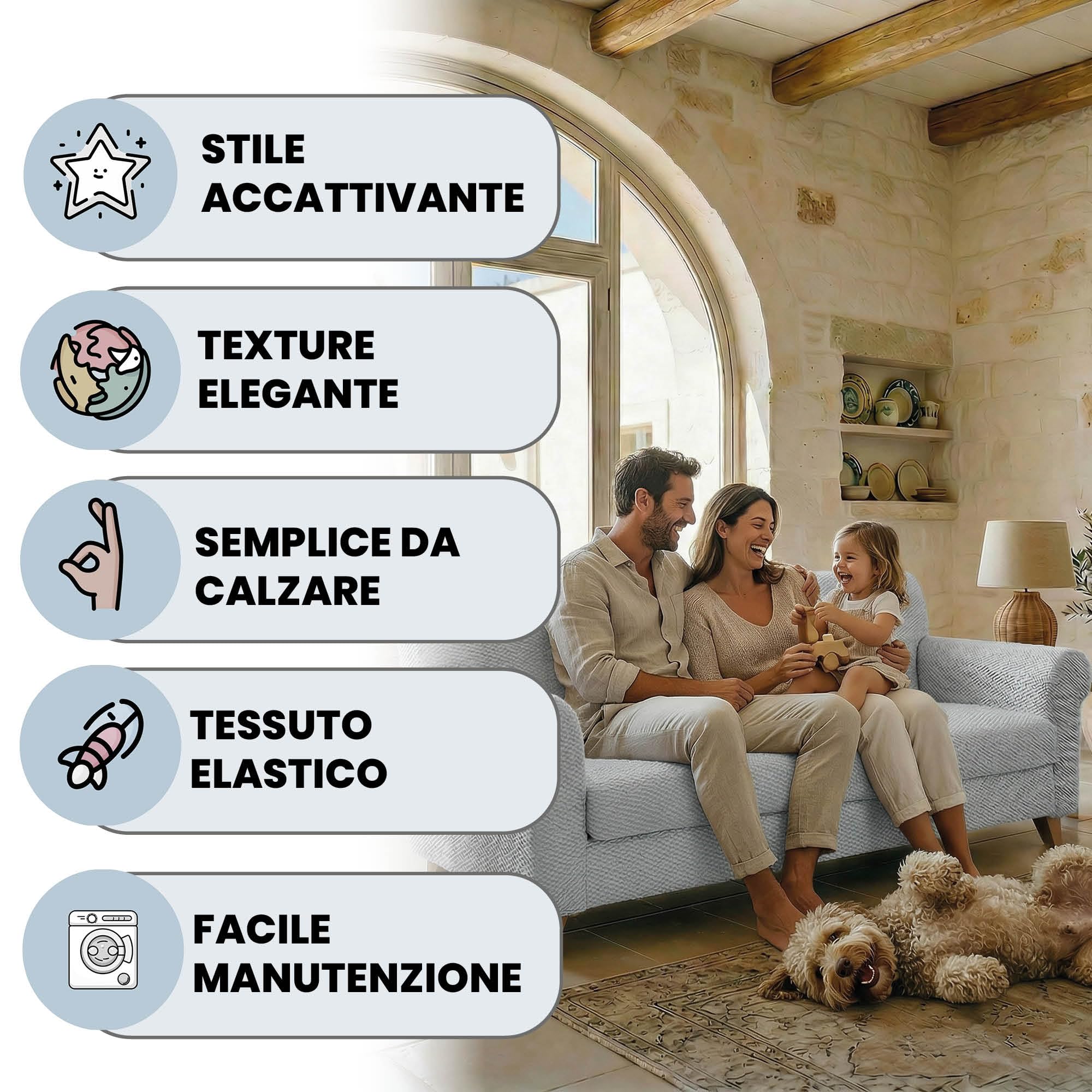 Italian Bed Linen Elastyczny pokrowiec na sofę, bez prasowania