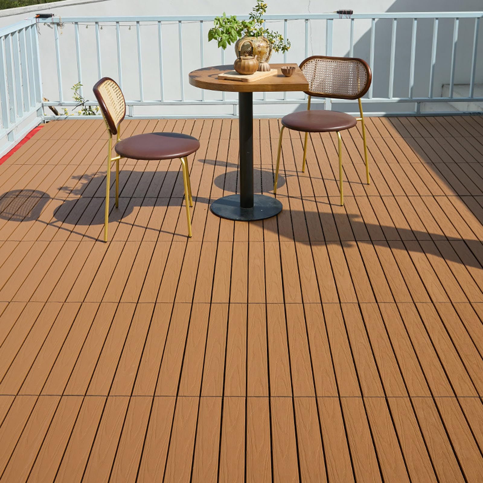 Dalles de Terrasse de Jardin Emboîtables en WPC, Lames de Terrasse en Composite, Revêtement de Sol Extérieur, Résistantes Aux Intempéries(Size:1pcs,Color:B-Teak (30×60cm))
