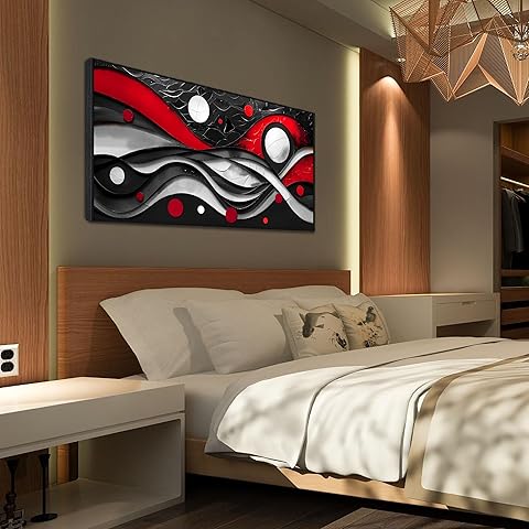 Ouzzlie Abstract Art Wall Decor Large Black and White Canvas Wall Art Red Artwork for Bedroom 24