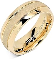 100S Jewelry Personalized Engraved Tungsten Carbide Gold Wedding Bands for Men Women - Sandblasted Dome Finish Sizes 6-16
