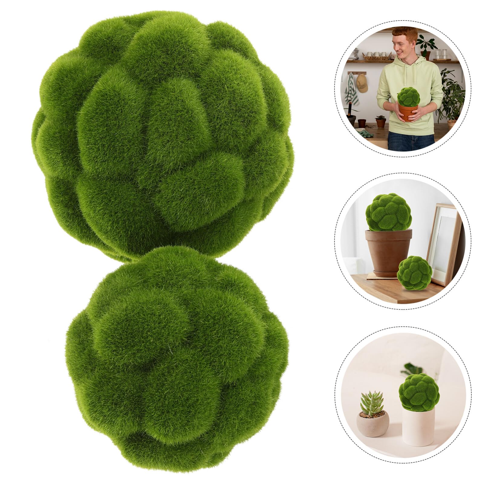 Cabilock Grüne Mooskugeln, dekorativ für Tafelaufsatz, Schalen, künstliche Mooskugeln, künstliche Pflanze, Mooskugeln, Ornament für Garten, Hochzeit, Party, Dekoration (9,9 cm/11,9 cm), 8 Stück