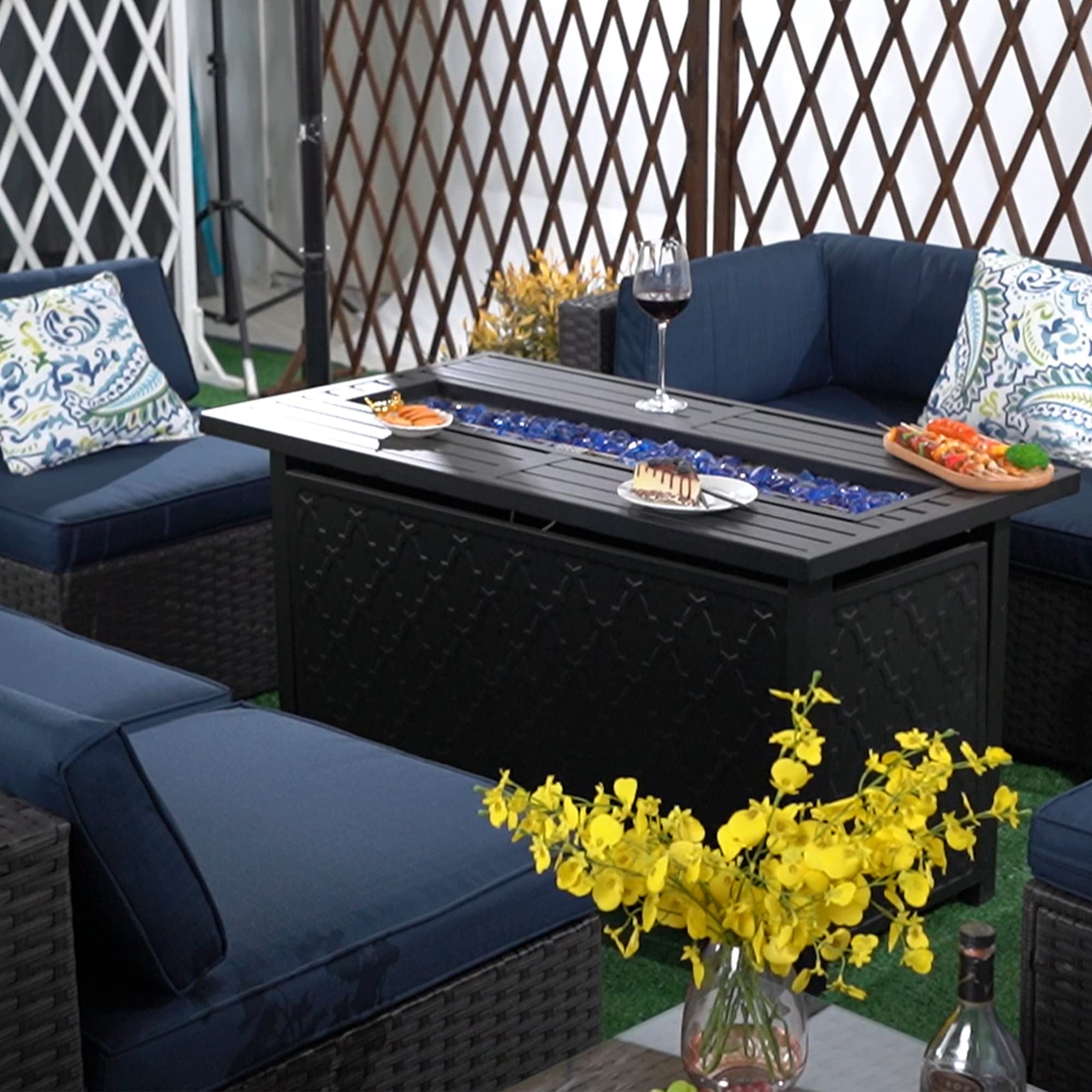 Buy PHI VILLA Patio Furniture Set 9 Pieces Outdoor Sectional Rattan