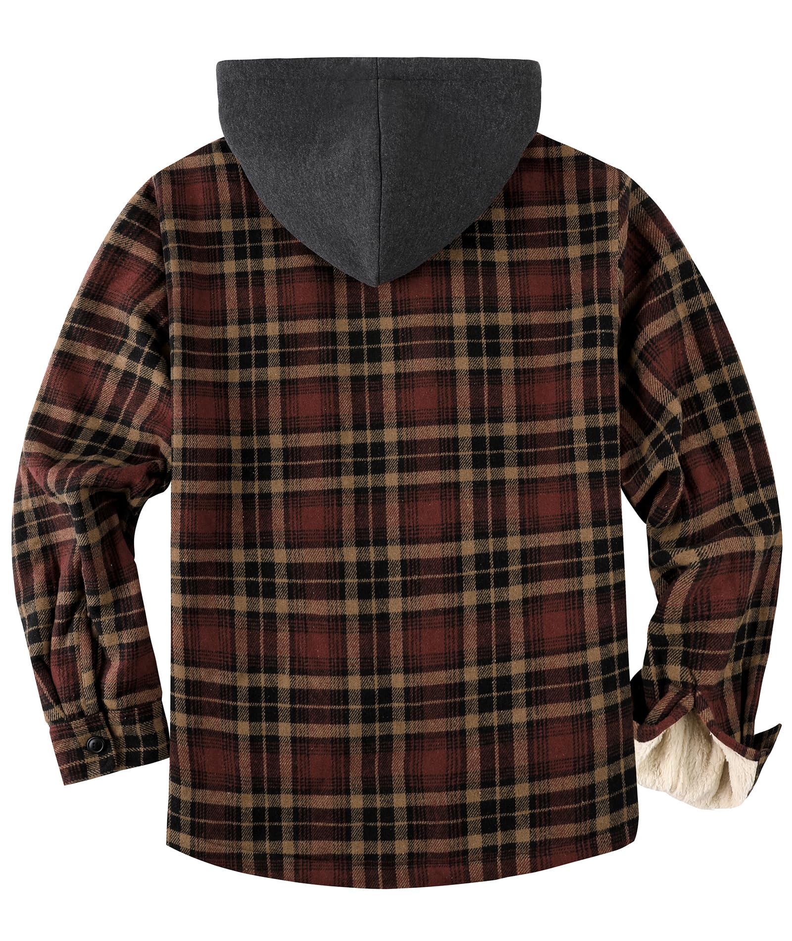 zitysport Camisa Hombres Sherpa Fleece Cuadros Forrada Chaqueta de Invierno Forro Polar Abrigo Bolsillos Chaqueta de Franela Camisa de Exteriores Hombre Sudadera con Capucha