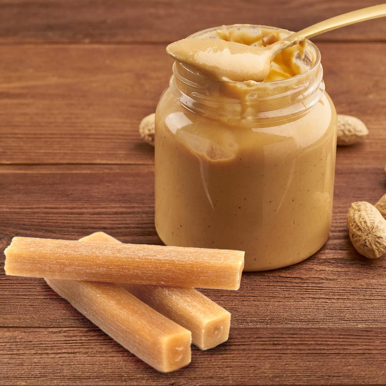 EcoKind Pet Treats Premium Gold Peanut Butter Flavored Churro Chews | All Natural Himalayan Yak Cheese Dog Chew for Small to Large Dogs | Keeps Dogs Busy & Enjoying Indoors & Outdoor Use (20 Sticks)