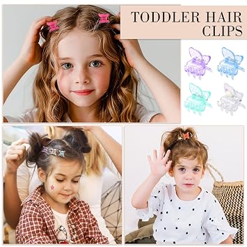 128Pcs 0.6In Mini Butterfly Hair Claw Clips for Toddler Baby Girl, Colorful