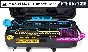 Protec Trumpet MAX Rectangular Case with Interior Storage, Model MX301